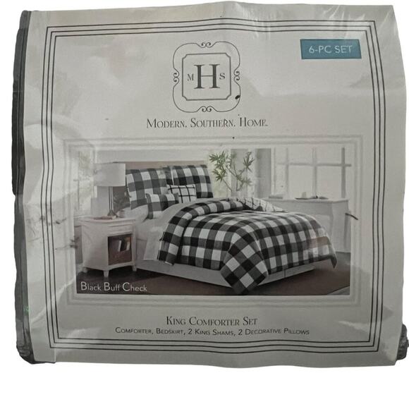 Modern. Southern. Home  Buffalo Check Comforter Set King Size - Picture 1 of 4
